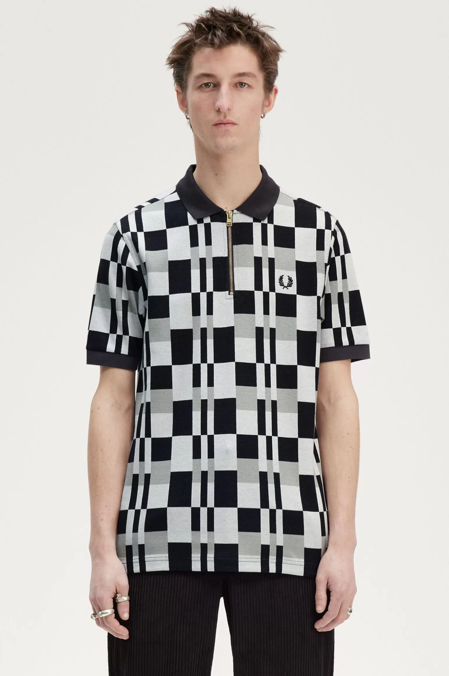Poloshirts^Fred Perry Poloshirt Mit Schachbrettmuster Ankergrau