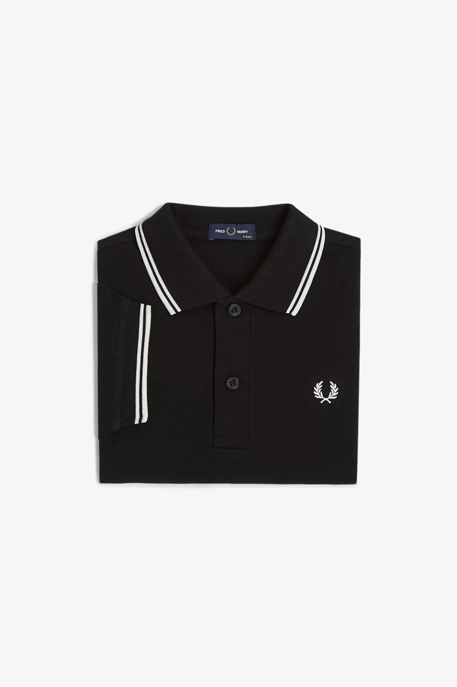 Kinder^Fred Perry Poloshirt Von Mit Doppelstreifen Für Kinder Schwarz / Weiß / Weiß