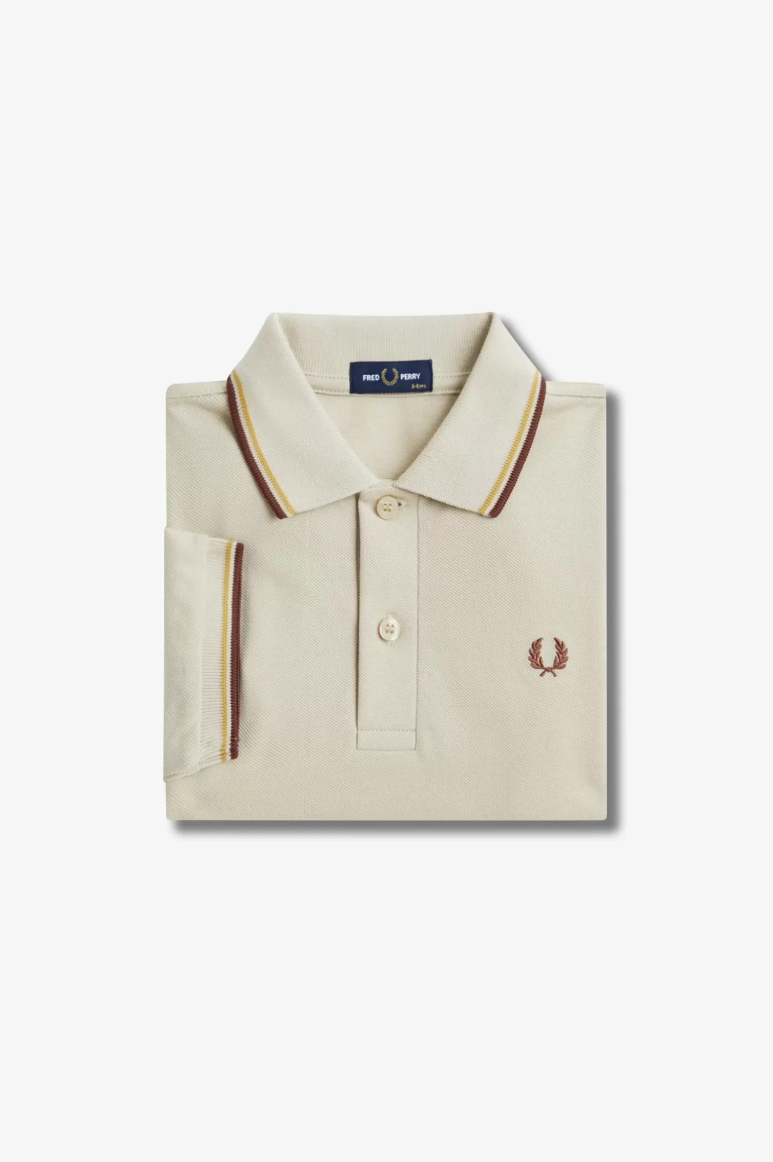 Kinder^Fred Perry Poloshirt Von Mit Doppelstreifen Für Kinder Oatmeal / Honigfarbe / Whiskybraun