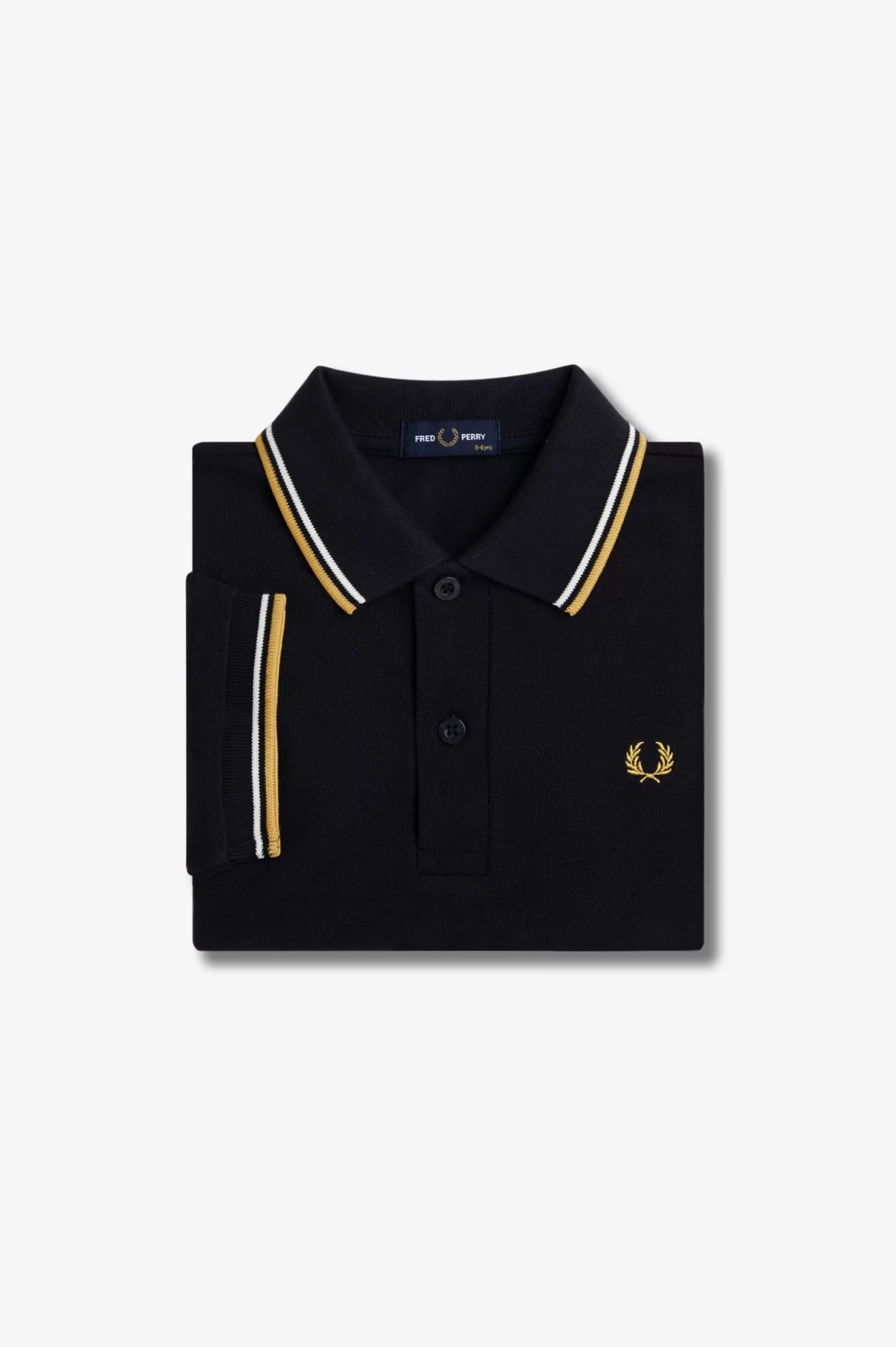 Kinder^Fred Perry Poloshirt Von Mit Doppelstreifen Für Kinder Marineblau / Ecru / Honigfarbe