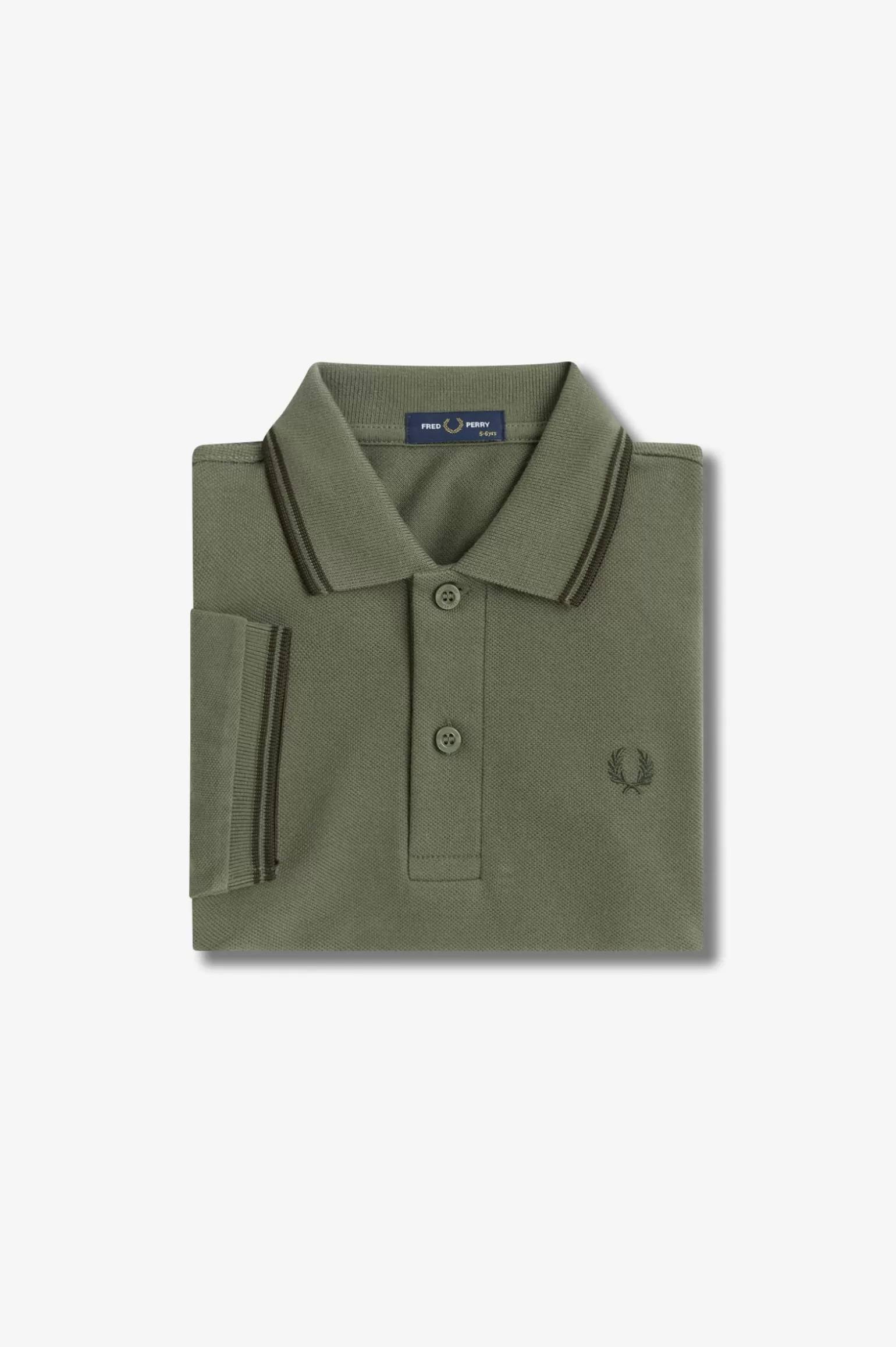 Kinder^Fred Perry Poloshirt Von Mit Doppelstreifen Für Kinder Grüner Lorbeer / Dunkelgrün / Dunkelgrün