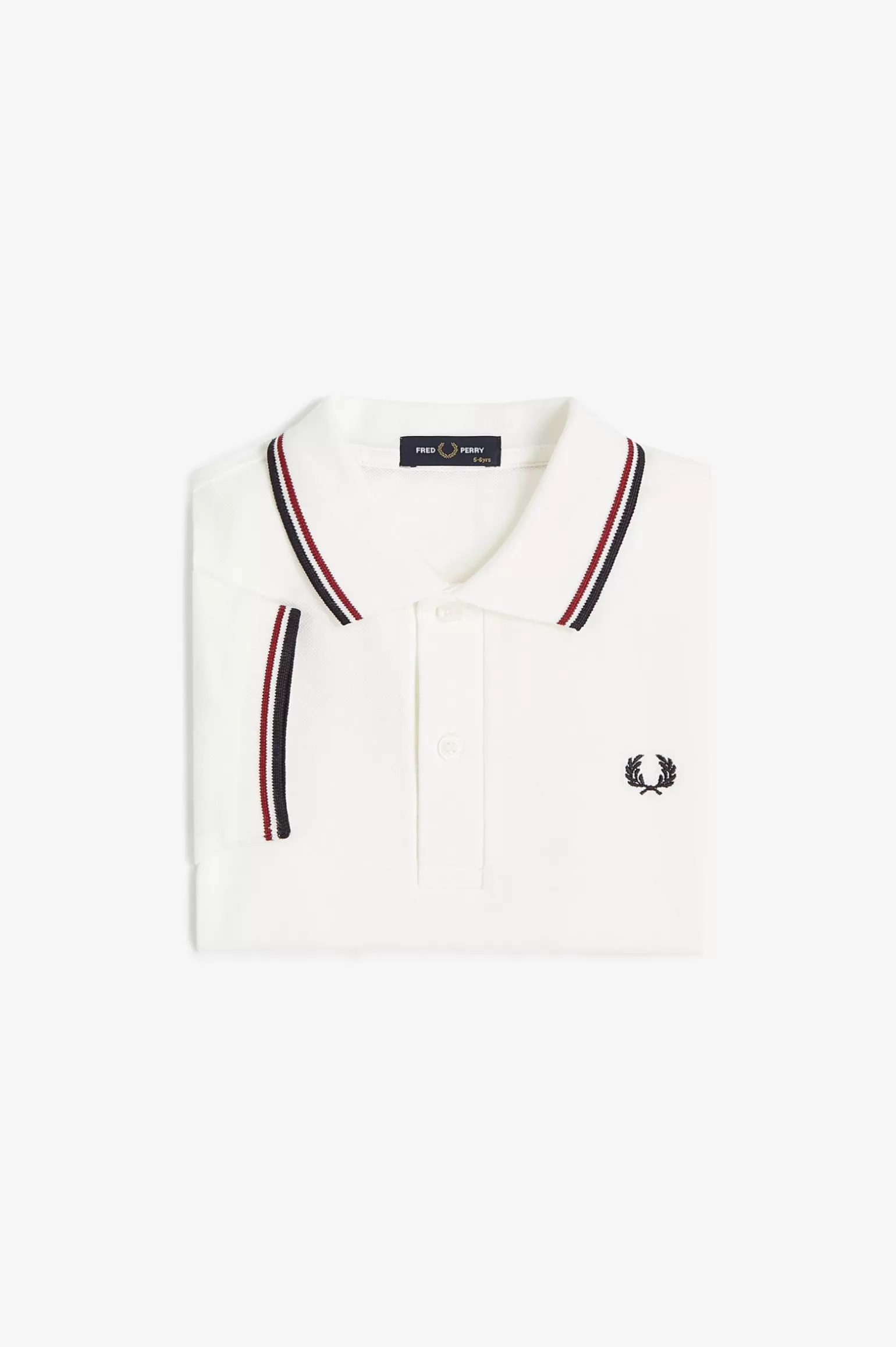 Kinder^Fred Perry Poloshirt Von Mit Doppelstreifen Für Kinder Schneeweiß / Gebranntes Rot / Marineblau