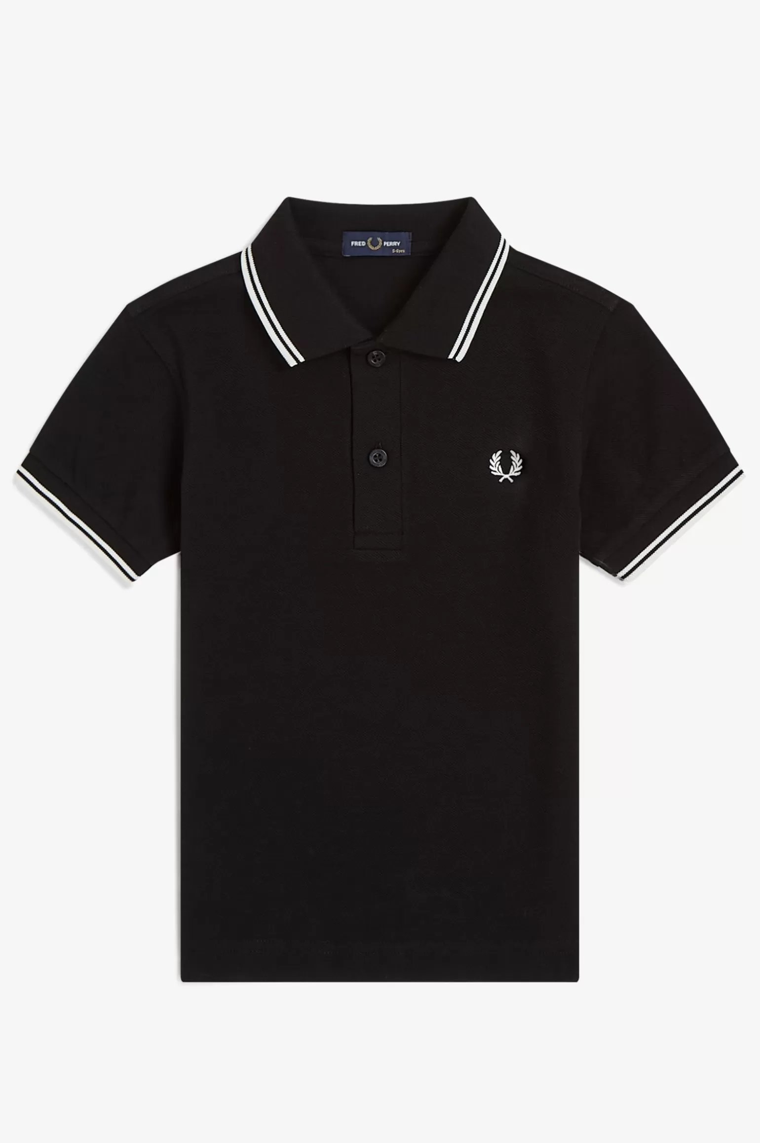 Kinder^Fred Perry Poloshirt Von Mit Doppelstreifen Für Kinder Schwarz / Weiß / Weiß