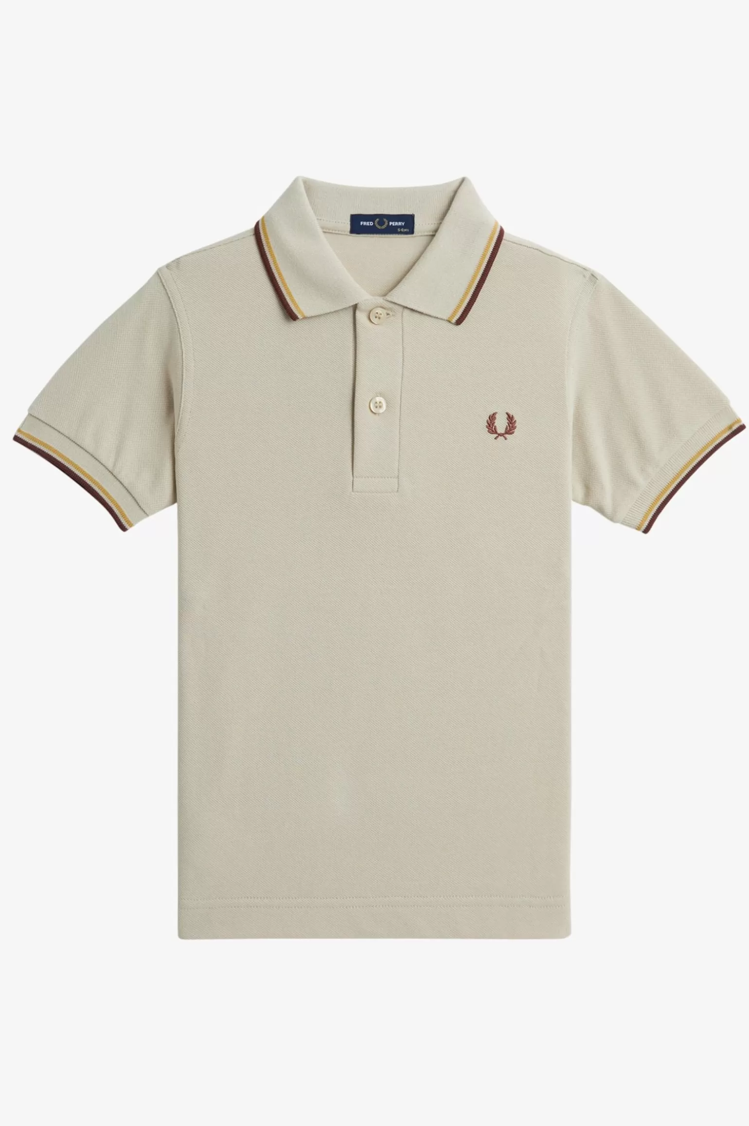 Kinder^Fred Perry Poloshirt Von Mit Doppelstreifen Für Kinder Oatmeal / Honigfarbe / Whiskybraun