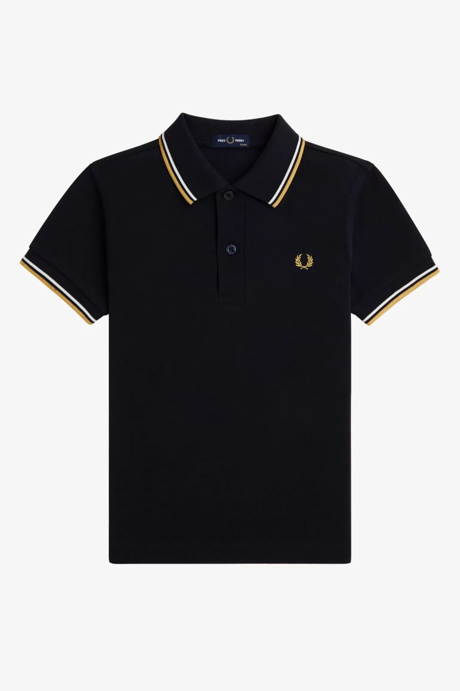 Kinder^Fred Perry Poloshirt Von Mit Doppelstreifen Für Kinder Marineblau / Ecru / Honigfarbe