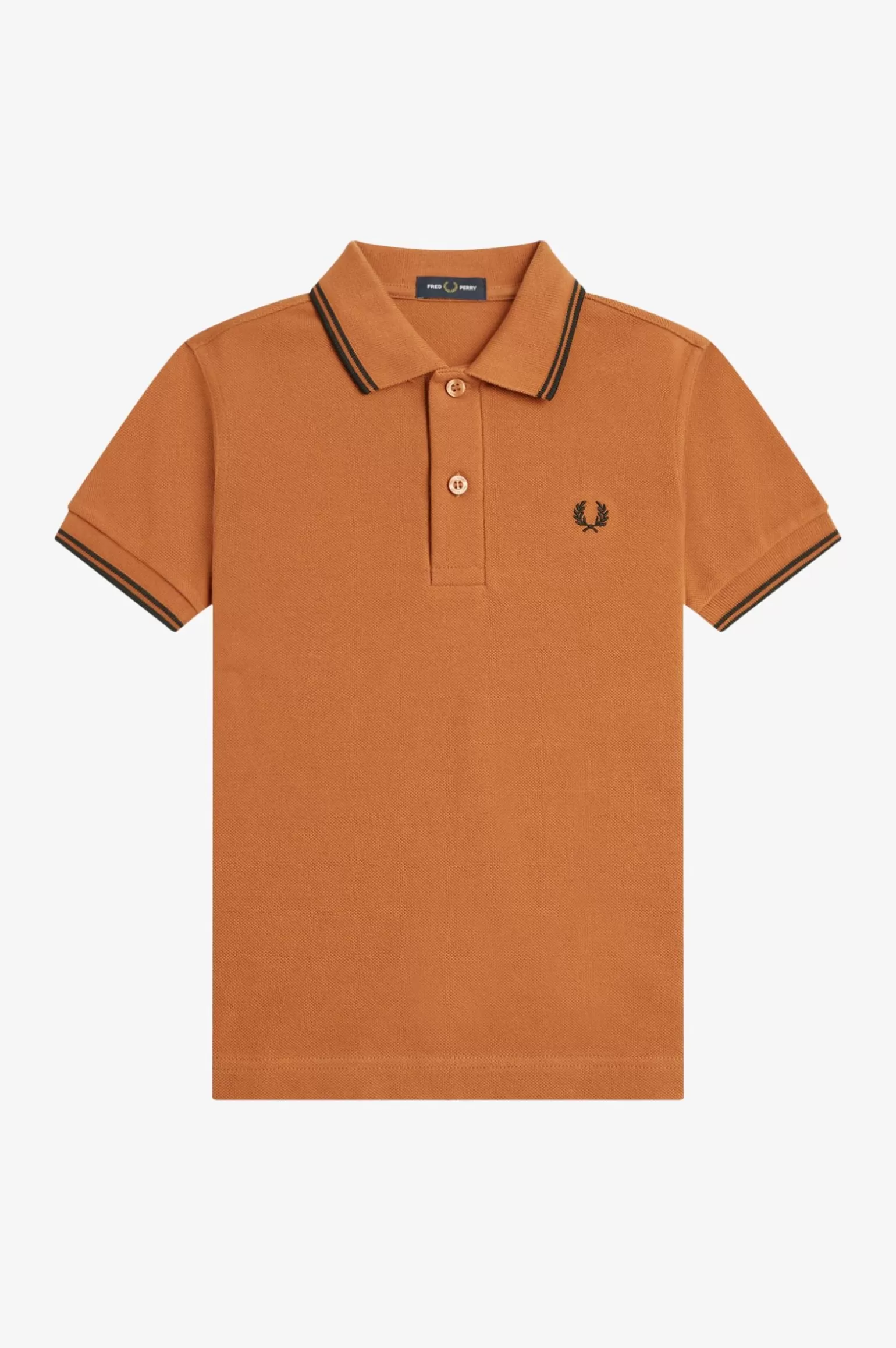 Kinder^Fred Perry Poloshirt Von Mit Doppelstreifen Für Kinder Orange / Schwarz