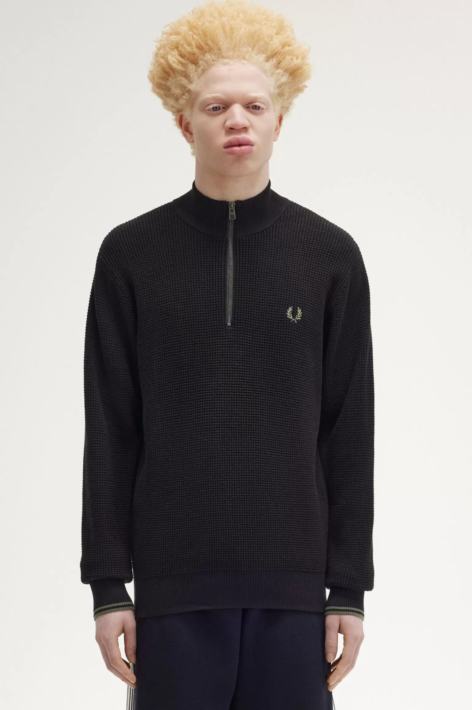 Knitwear^Fred Perry Pullover Mit Halbreißverschluss Und Waffelstruktur Schwarz