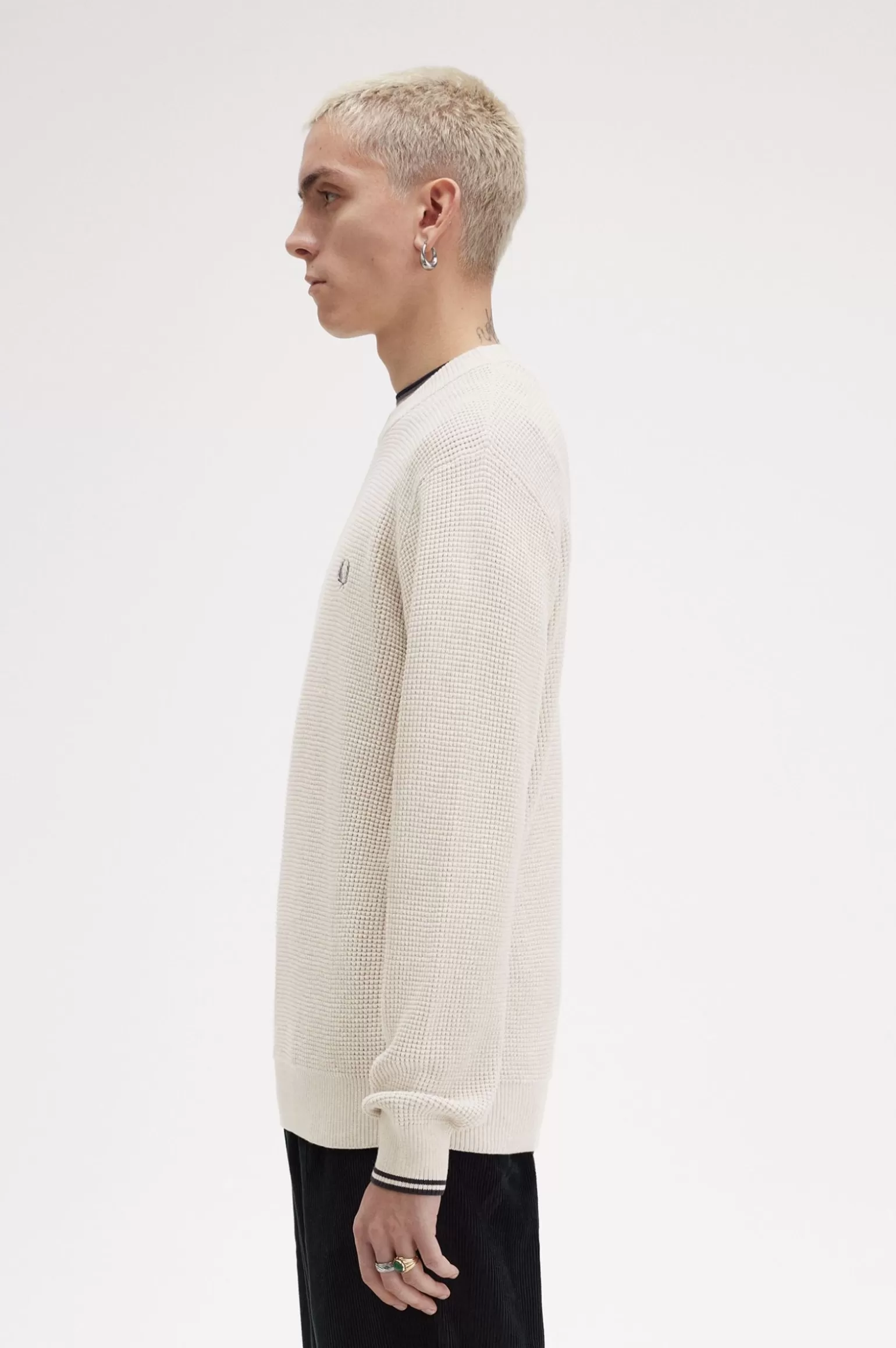 Knitwear^Fred Perry Pullover Mit Waffelstruktur Porridge Meliert