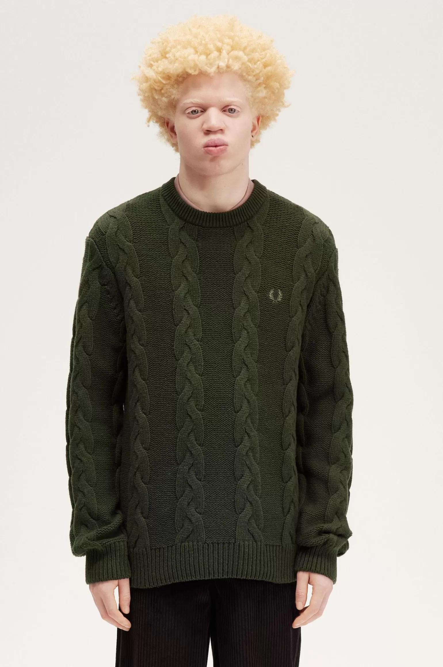 Knitwear^Fred Perry Pullover Mit Zopfmuster Jagdgrün