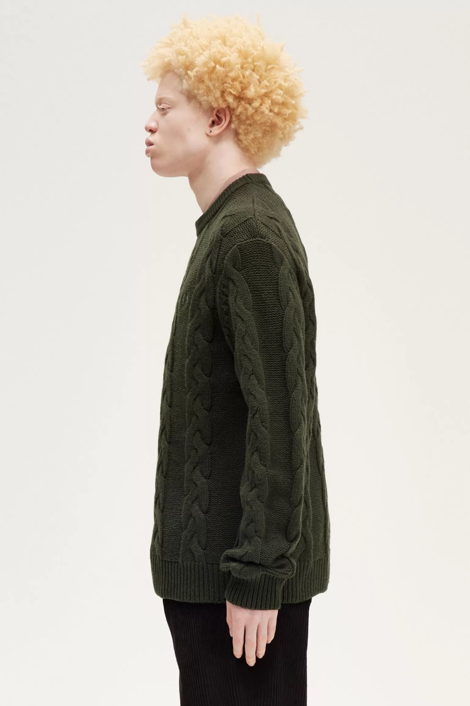 Knitwear^Fred Perry Pullover Mit Zopfmuster Jagdgrün