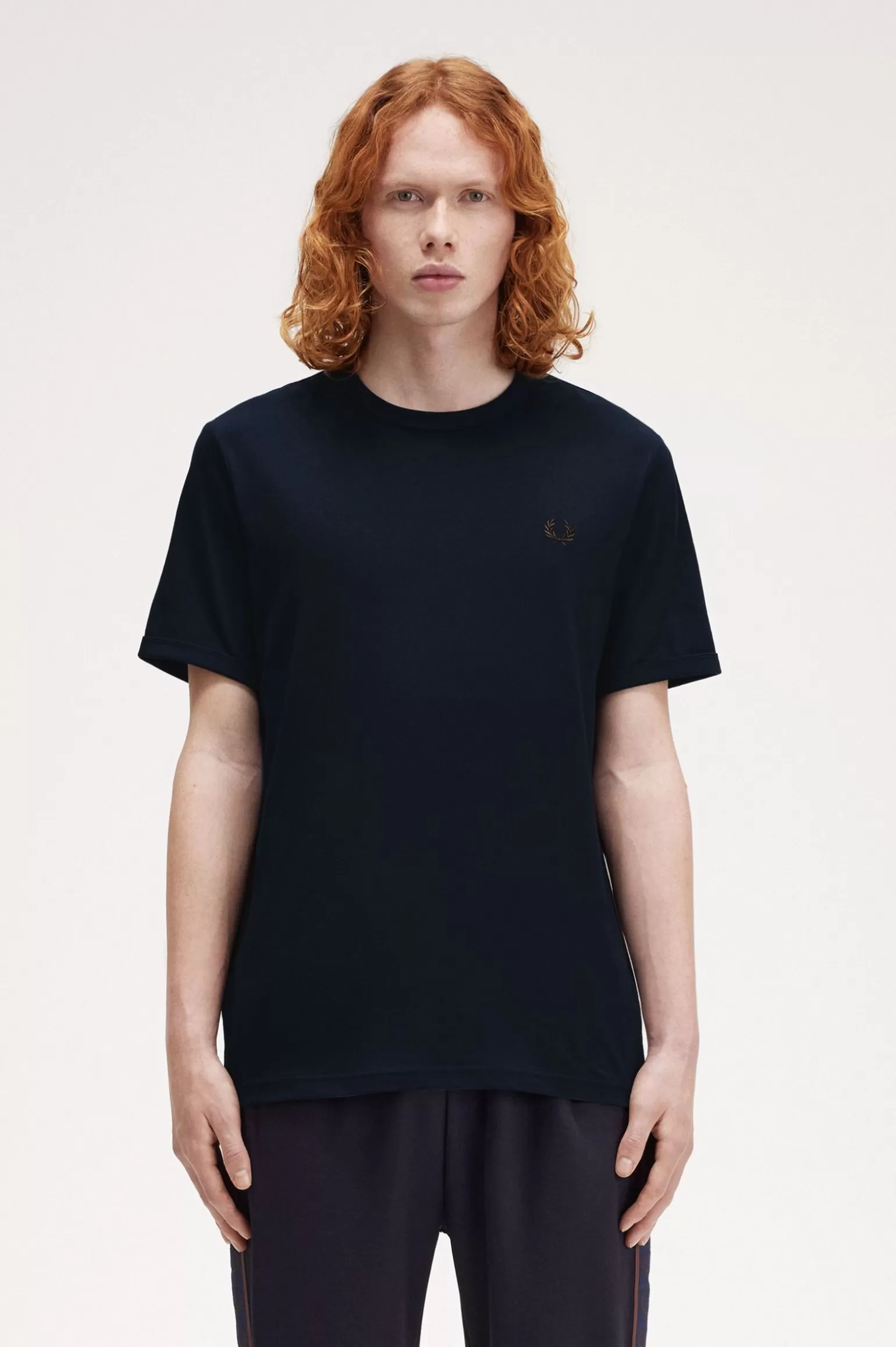 T-Shirts^Fred Perry Ringer-T-Shirt Marineblau / Carrington Brick
