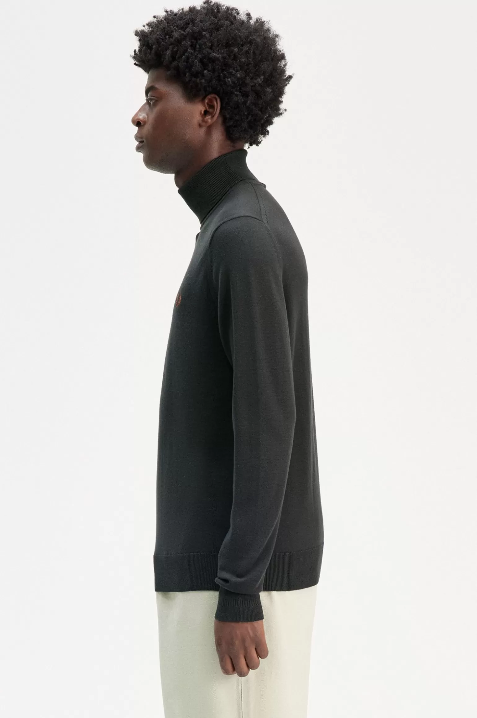 Knitwear^Fred Perry Rollkragenpullover Nachtgrün / Schneeweiß
