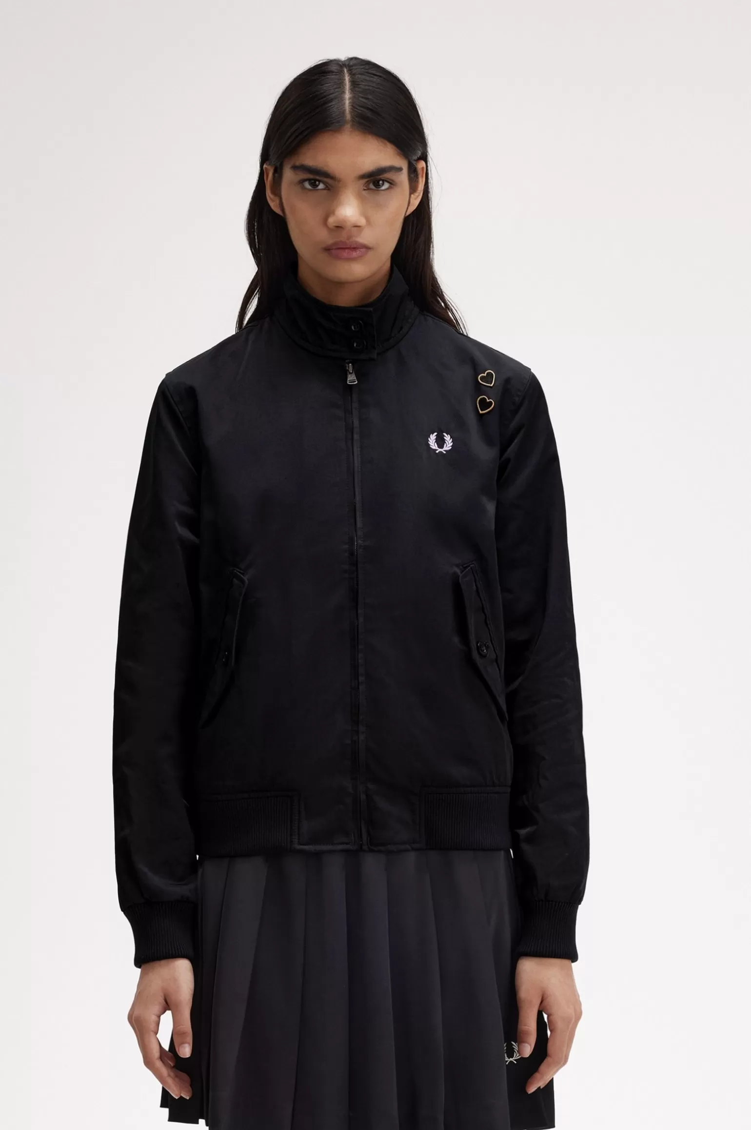 Mäntel und Jacken^Fred Perry Satinjacke Mit Reißverschluss Schwarz