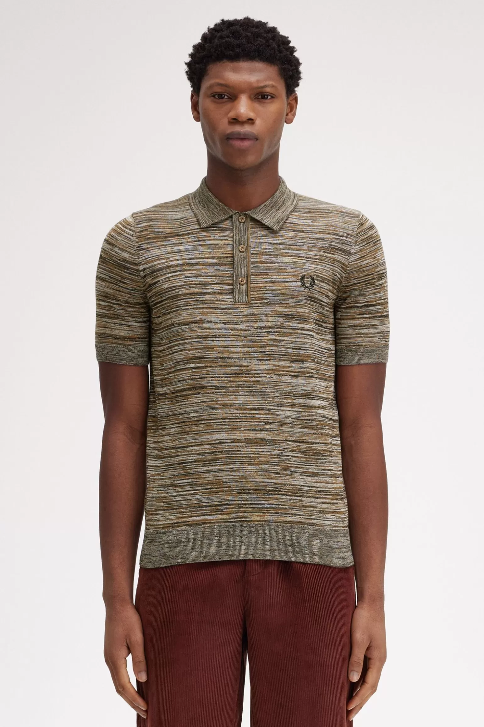 Knitwear^Fred Perry Space-Dye-Strickhemd Schattiertes Steingrau / Ecru / Schwarz