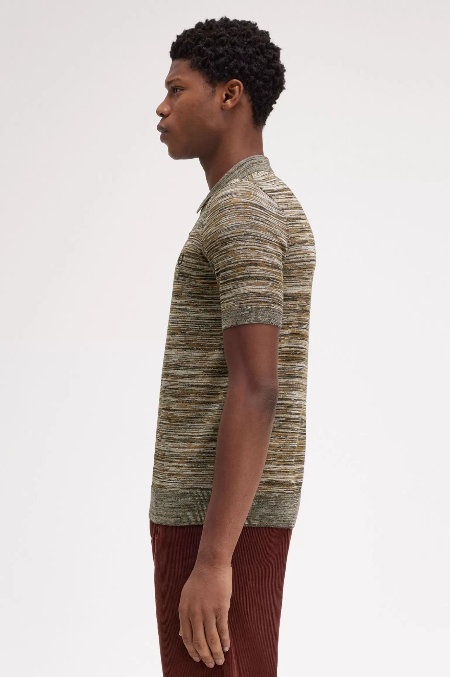 Knitwear^Fred Perry Space-Dye-Strickhemd Schattiertes Steingrau / Ecru / Schwarz