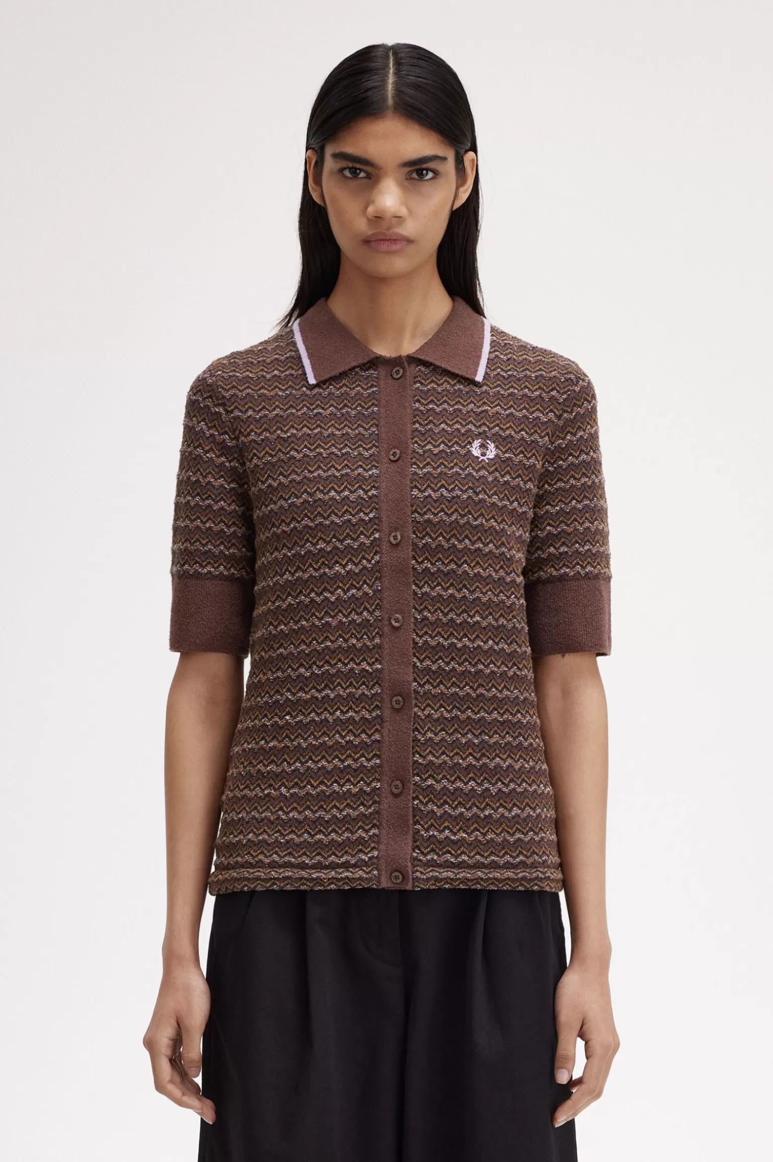 Knitwear^Fred Perry Strickhemd Aus Bouclé-Jacquard Carrington Brick