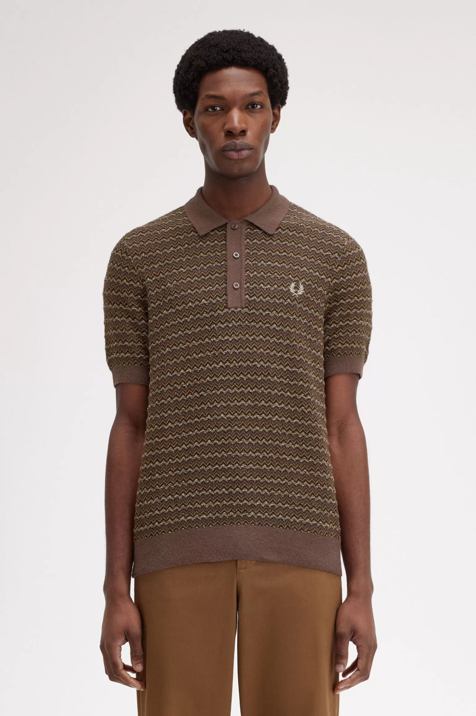 Knitwear^Fred Perry Strickhemd Aus Bouclé-Jacquard Carrington Brick