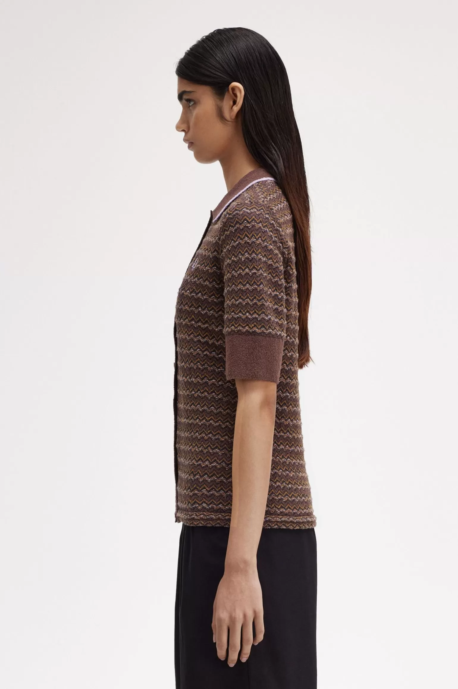 Knitwear^Fred Perry Strickhemd Aus Bouclé-Jacquard Carrington Brick