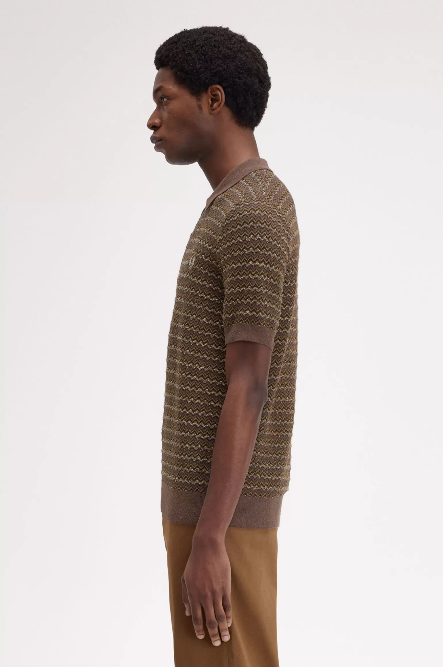 Knitwear^Fred Perry Strickhemd Aus Bouclé-Jacquard Carrington Brick
