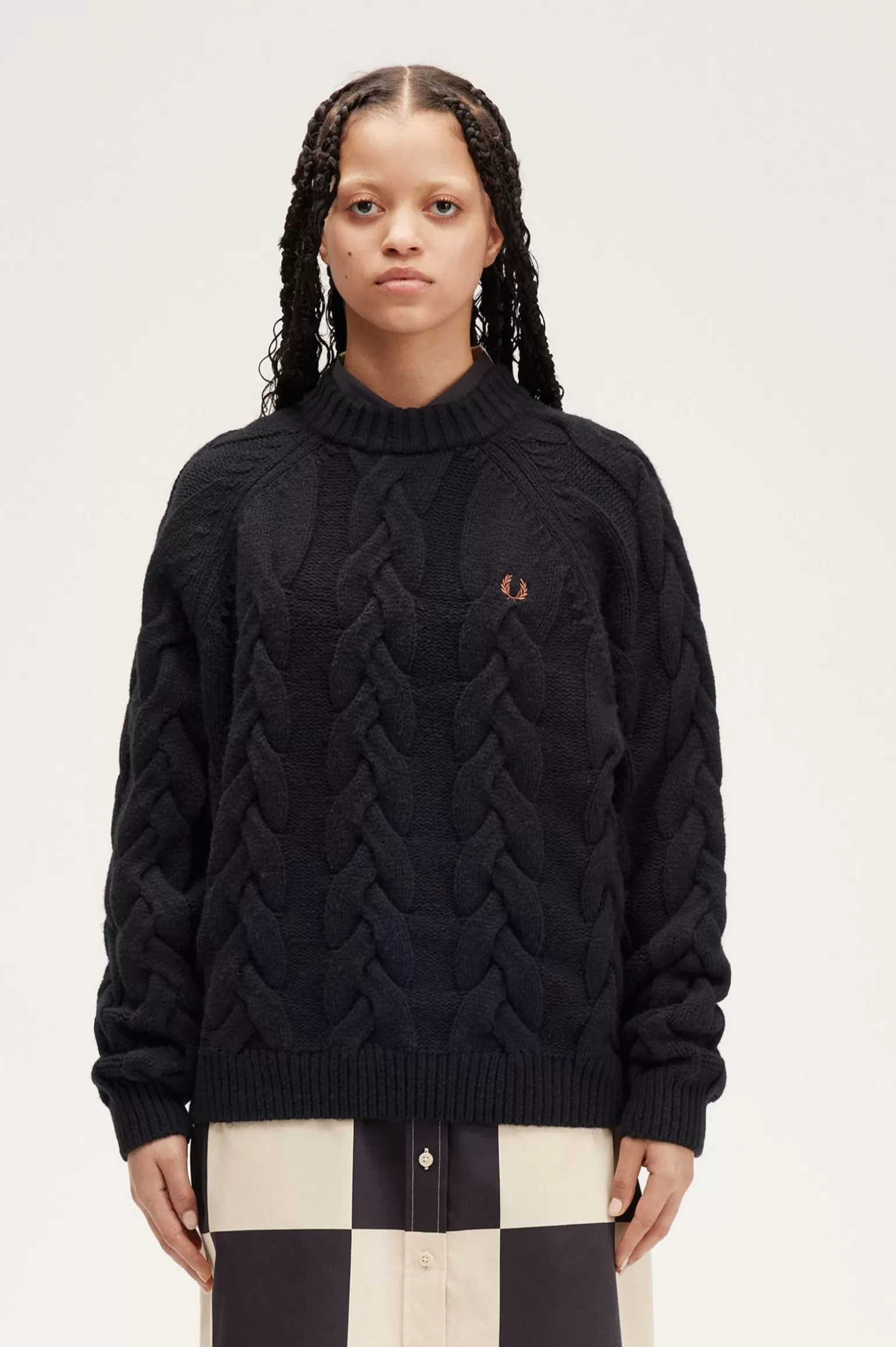 Knitwear^Fred Perry Strickpullover Mit Stehkragen Und Zopfmuster Schwarz