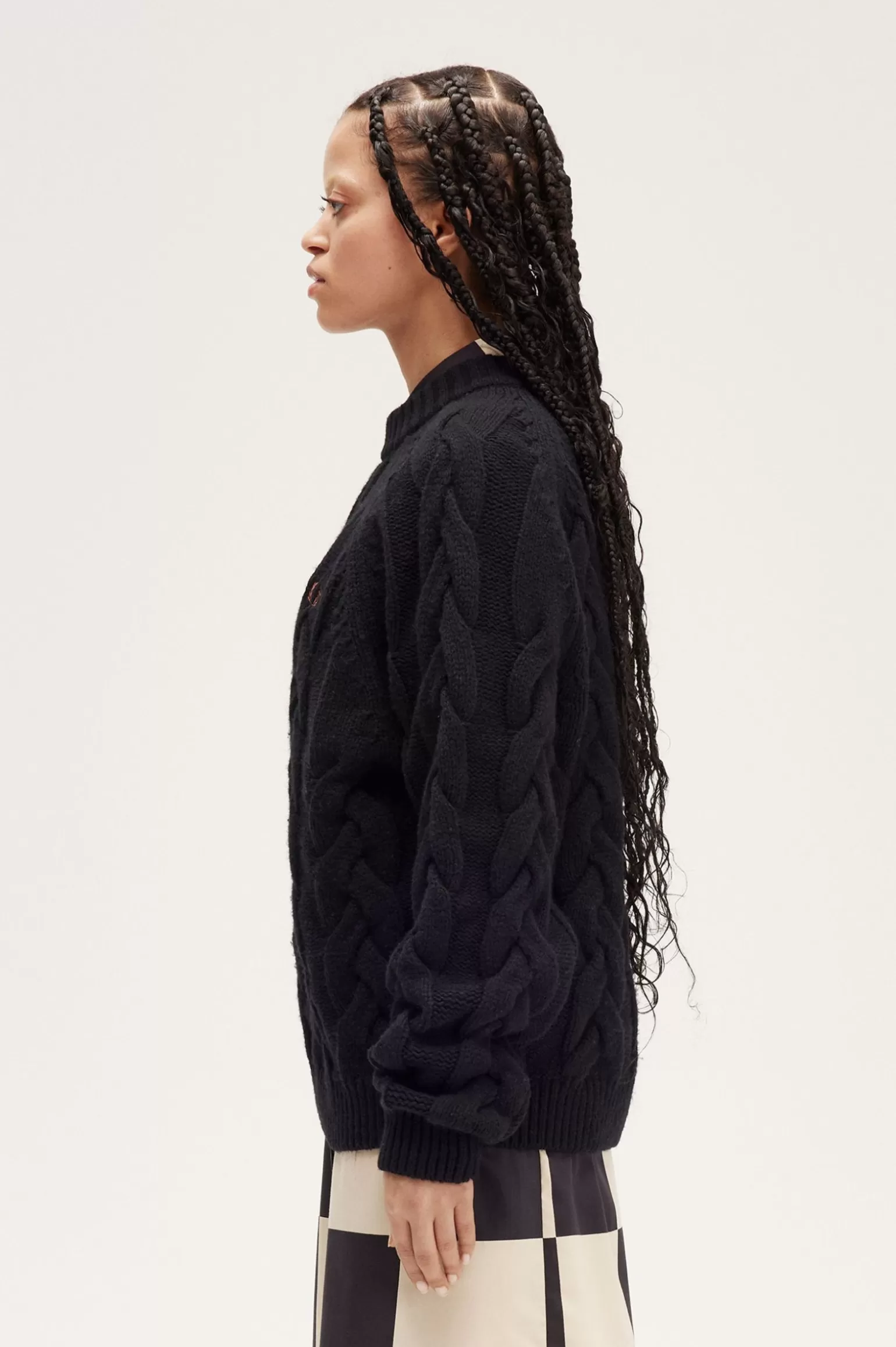 Knitwear^Fred Perry Strickpullover Mit Stehkragen Und Zopfmuster Schwarz