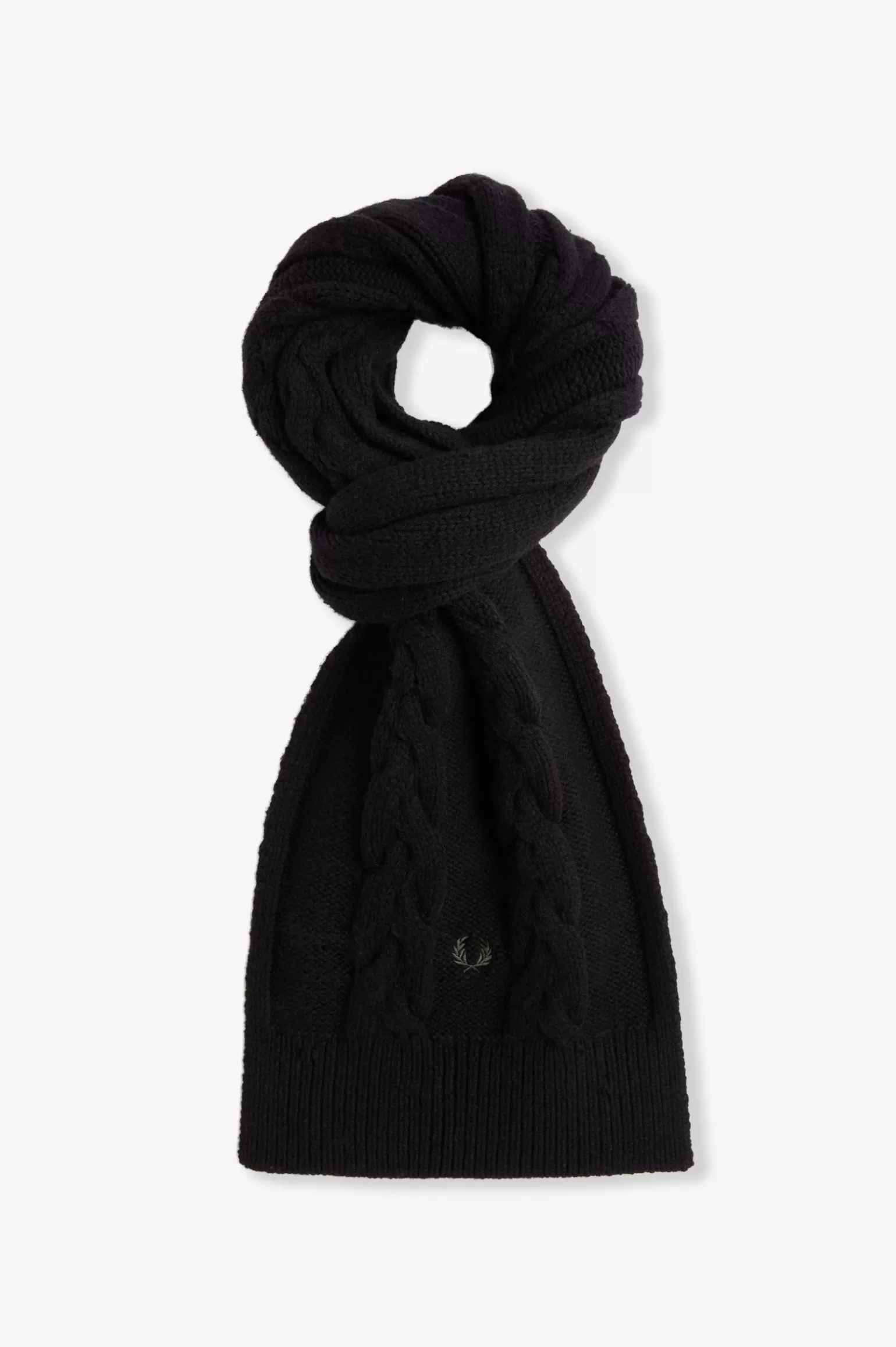 Accessoires | Accessoires^Fred Perry Strickschal Mit Zopfmuster Aus Lammwolle Schwarz