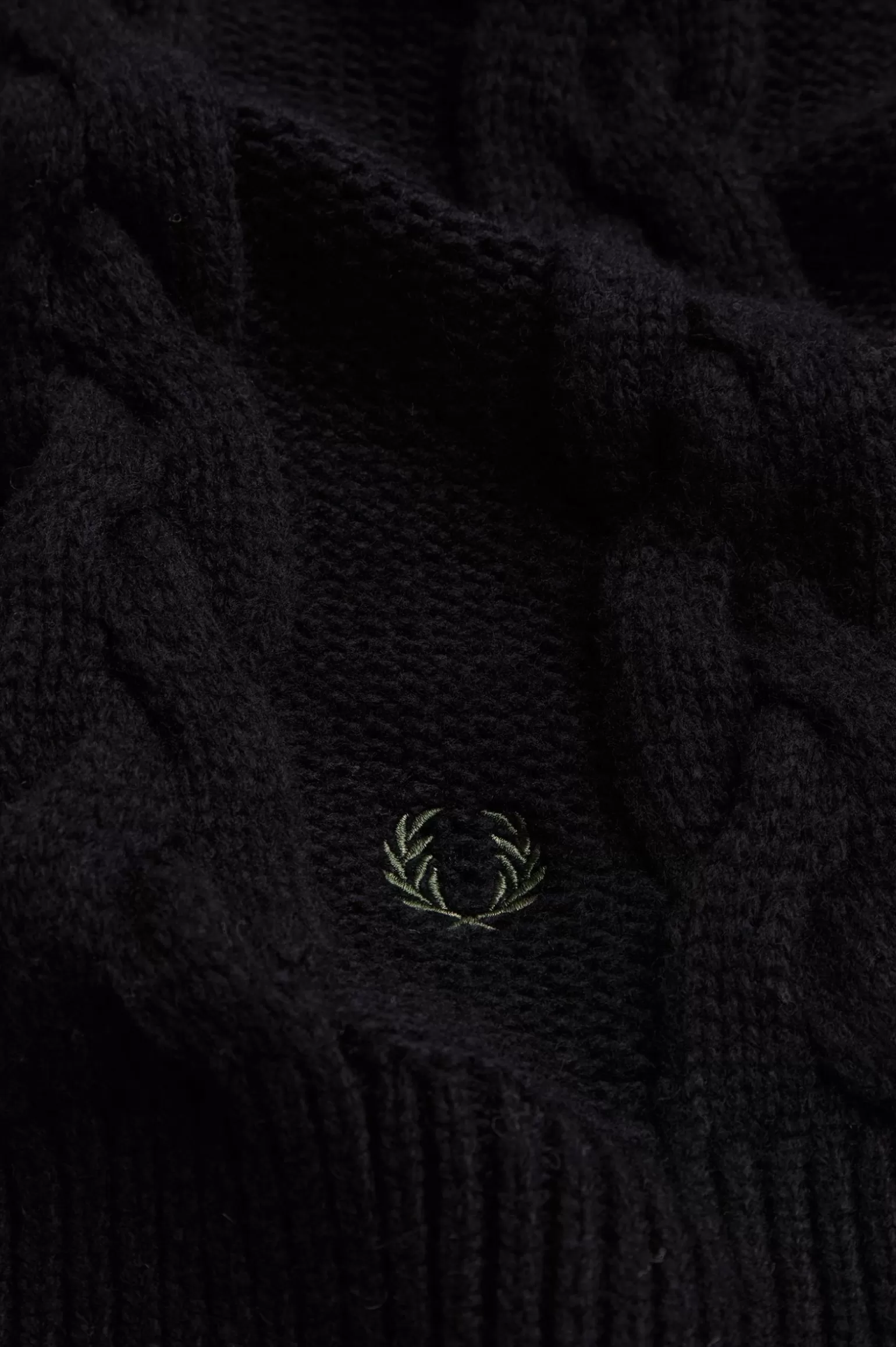 Accessoires | Accessoires^Fred Perry Strickschal Mit Zopfmuster Aus Lammwolle Schwarz