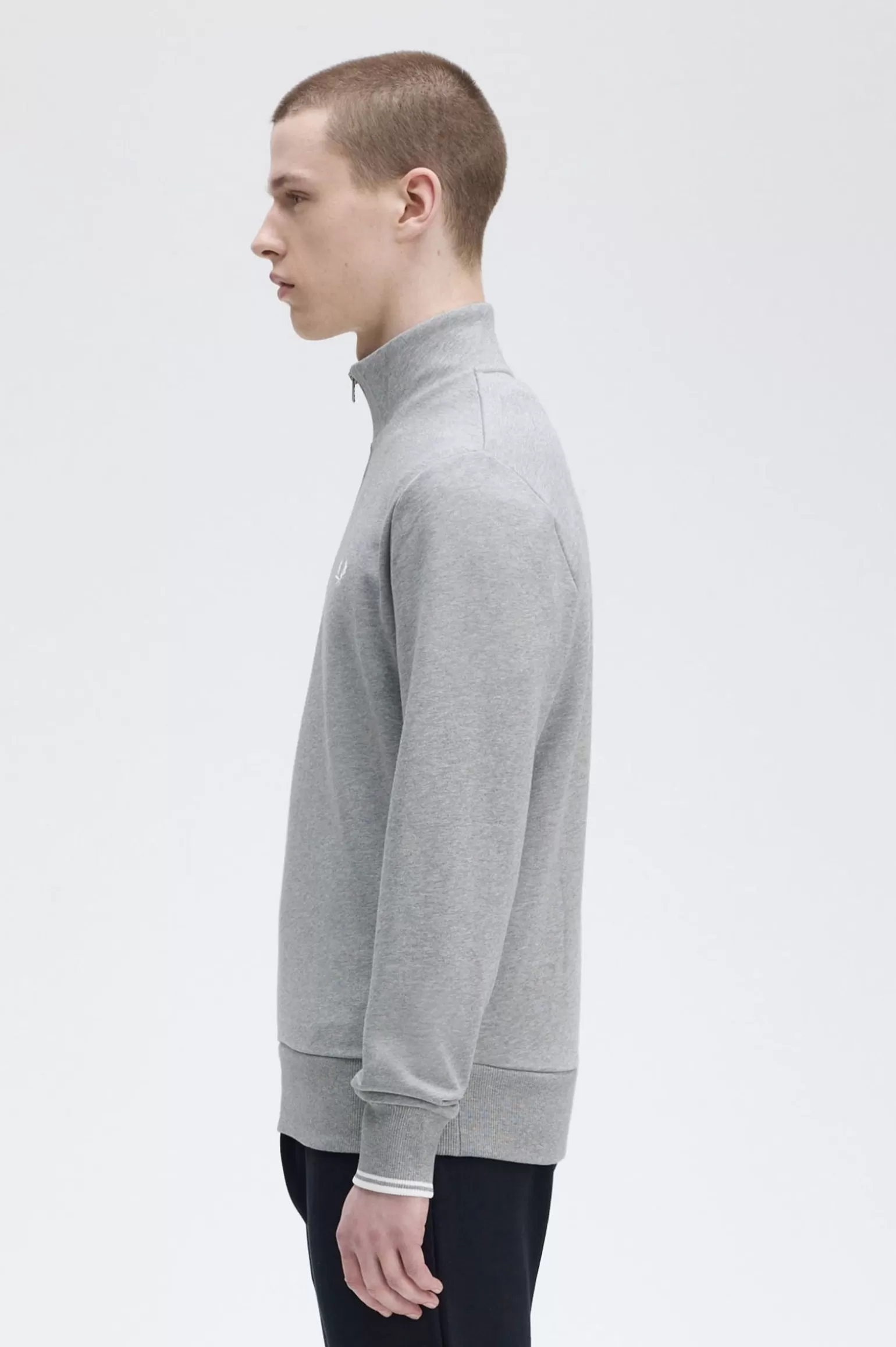 Sweatshirts^Fred Perry Sweatshirt Mit Halblangem Reißverschluss Meliertes Stahlgrau