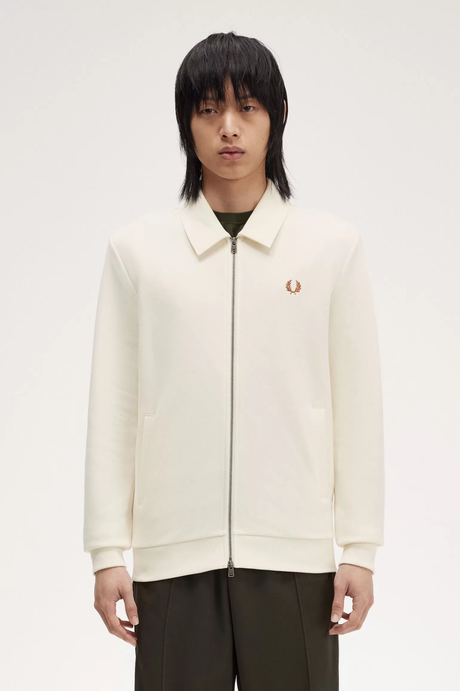 Sweatshirts^Fred Perry Sweatshirt Mit Reißverschluss Und Fleece-Innenfutter Ecru