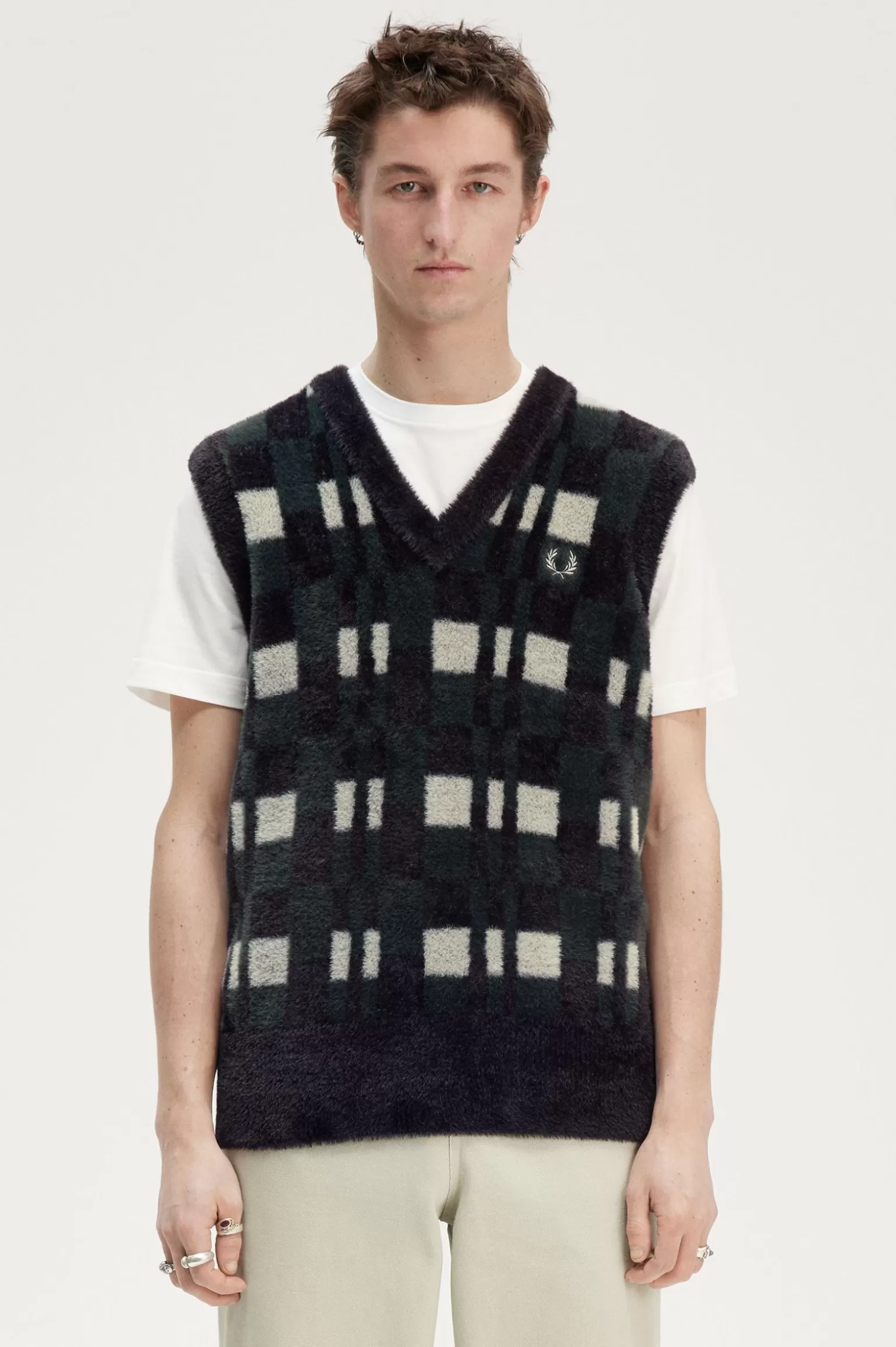 Knitwear^Fred Perry Tanktop Mit Schachbrettmuster Schwarz