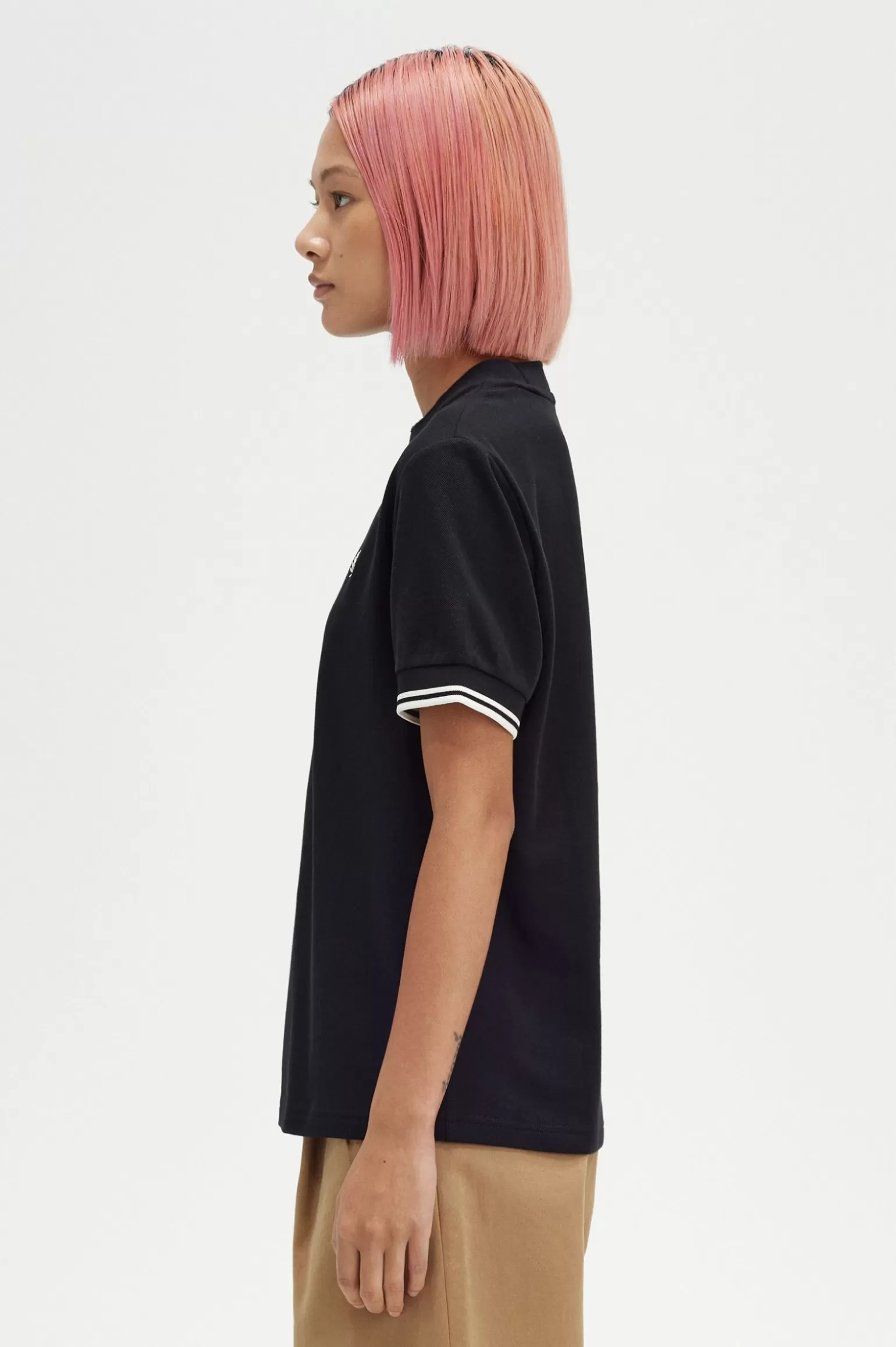 T-Shirts & Tops^Fred Perry T-Shirt Aus Piqué Mit Doppelstreifen Schwarz