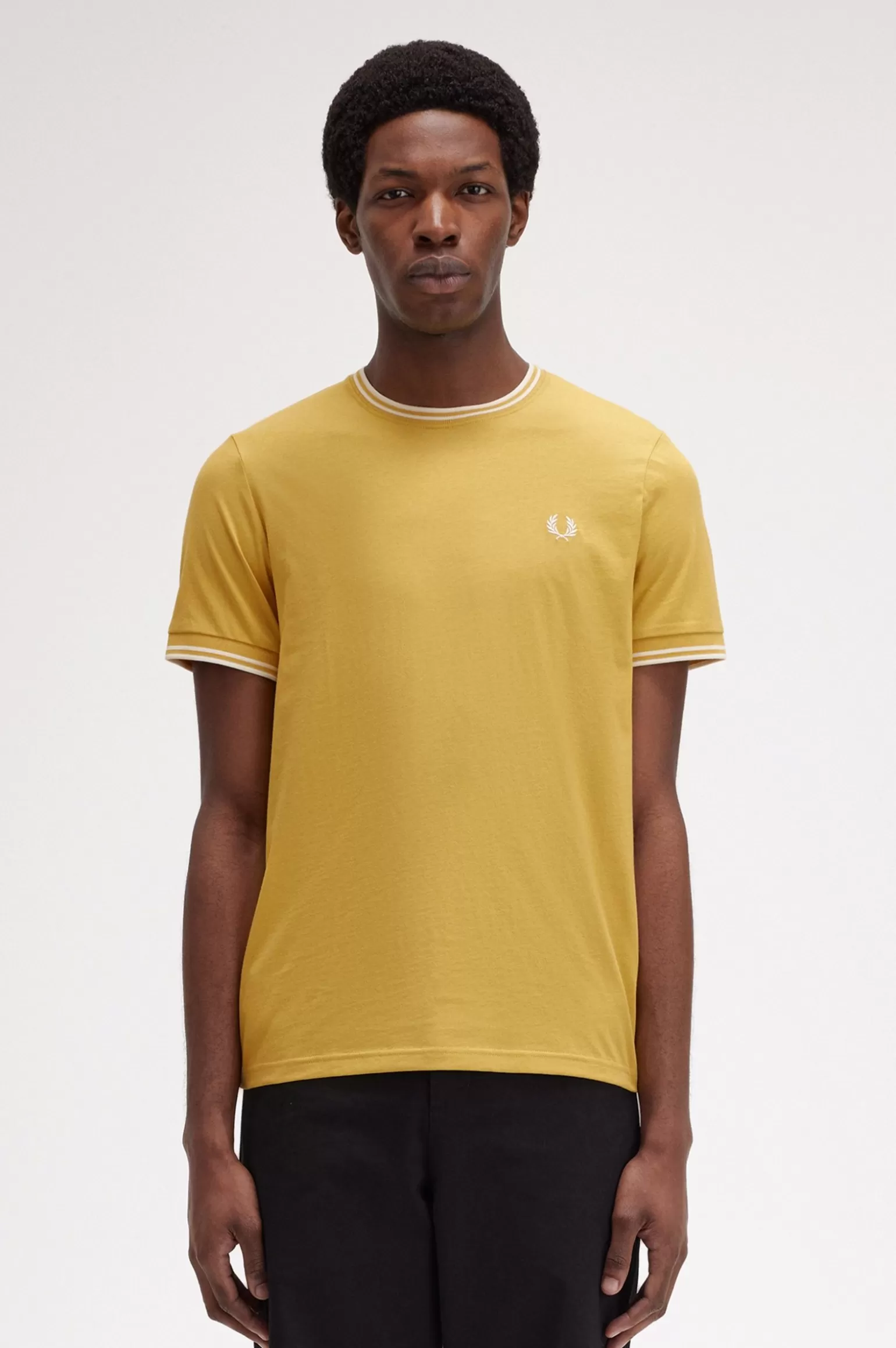 T-Shirts^Fred Perry T-Shirt Mit Doppelstreifen Honigwabe / Ecru
