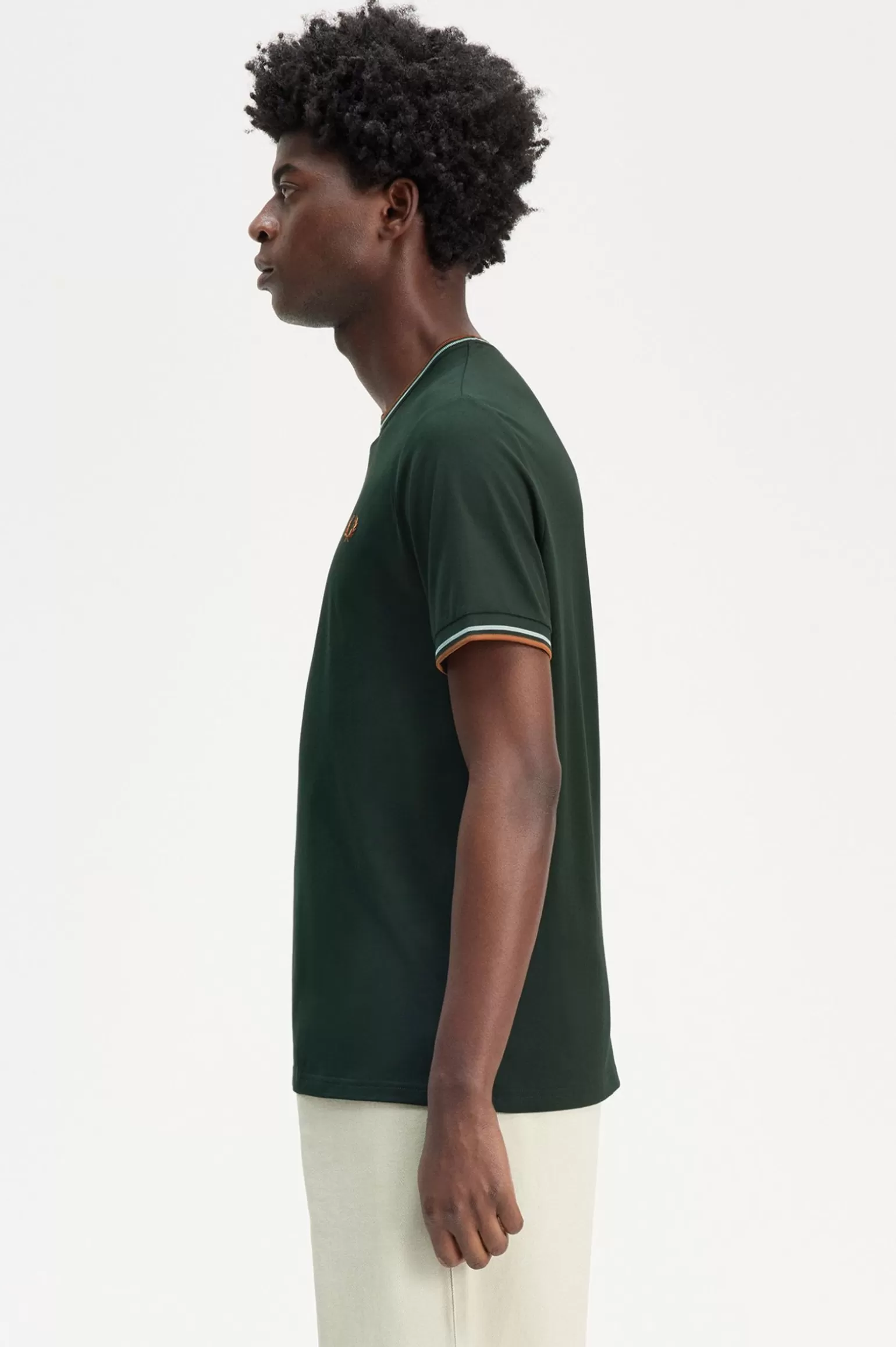 T-Shirts^Fred Perry T-Shirt Mit Doppelstreifen Nachtgrün / Silberblau / Marmelade