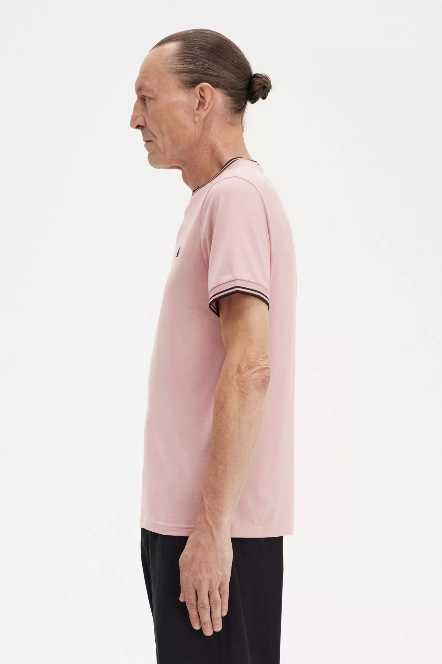 T-Shirts^Fred Perry T-Shirt Mit Doppelstreifen Staubrosépink / Schwarz