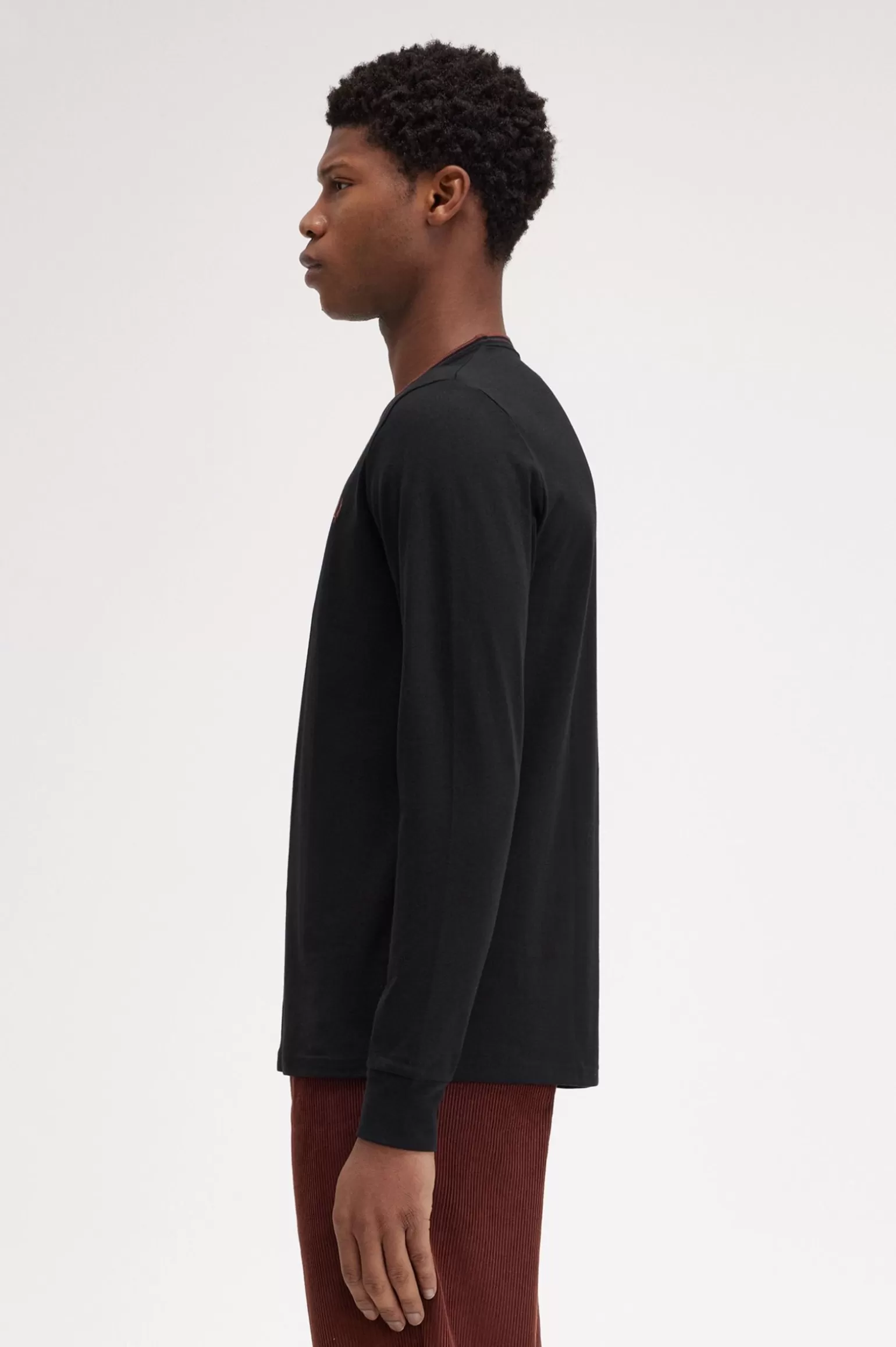 T-Shirts^Fred Perry T-Shirt Mit Doppelstreifen Schwarz / Carrington Brick / Whiskybraun