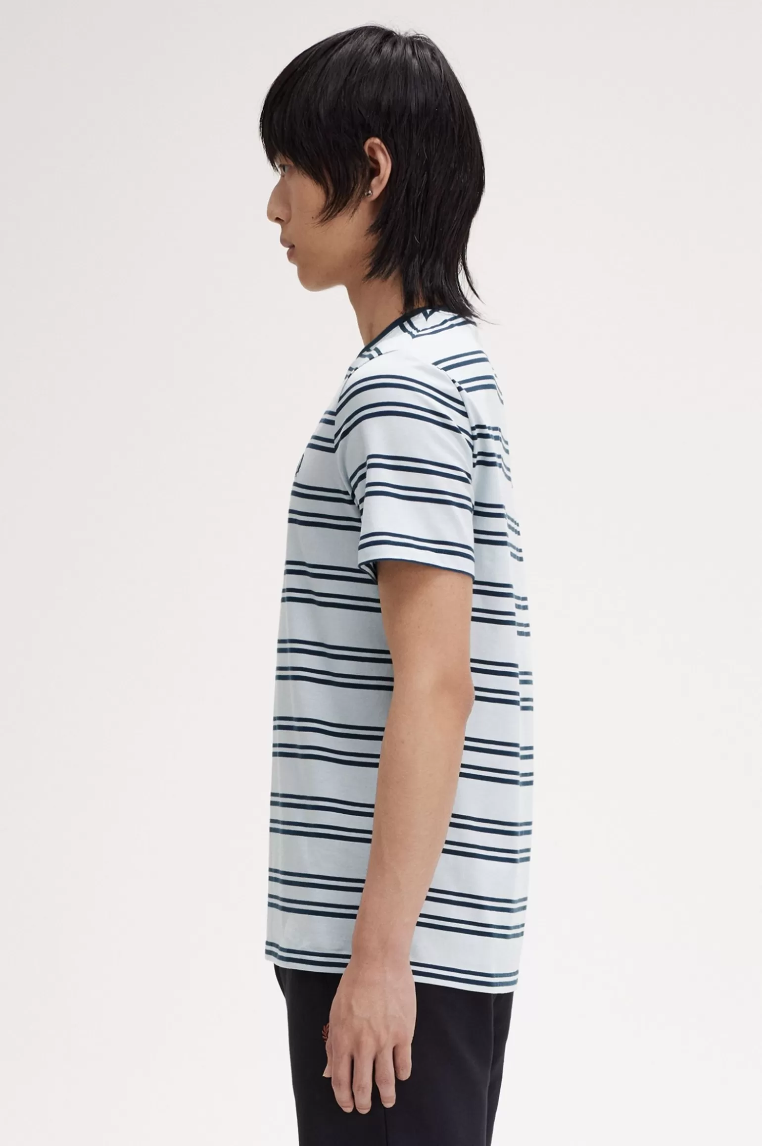 T-Shirts^Fred Perry T-Shirt Mit Feinen Streifen Helles Eis / Petrolblau