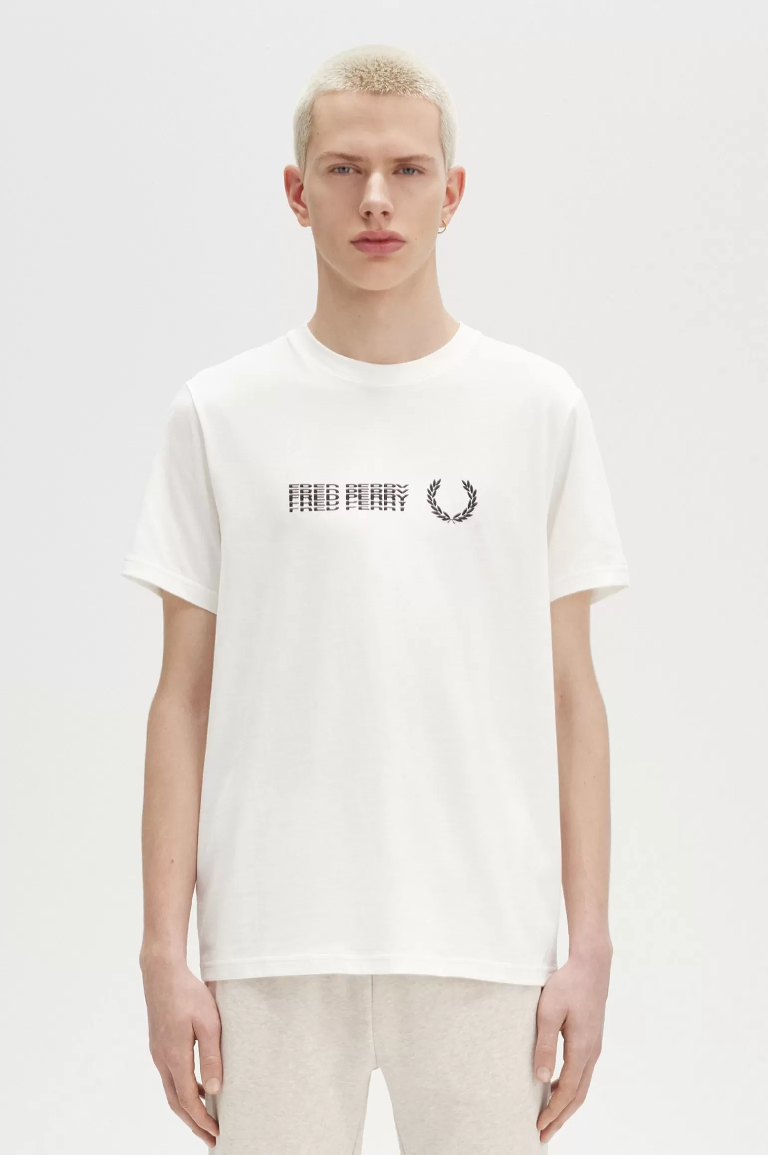 T-Shirts^Fred Perry T-Shirt Mit Geteilter Grafik Schneeweiß