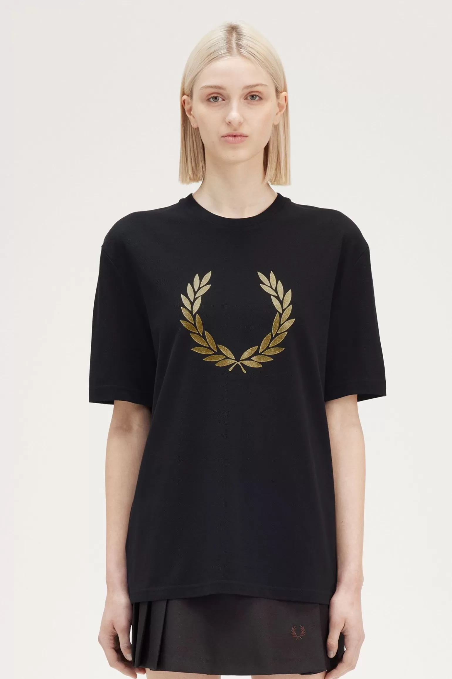 T-Shirts & Tops^Fred Perry T-Shirt Mit Laurel Wreath In Metallic-Optik Schwarz